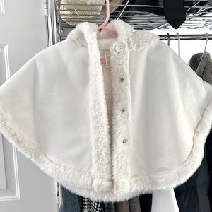 White velvet poncho for toddler
